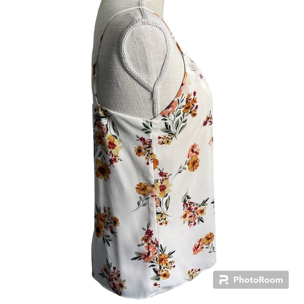 Socialite Cream Floral Lace Cami Tank Top Small - Picture 4 of 10